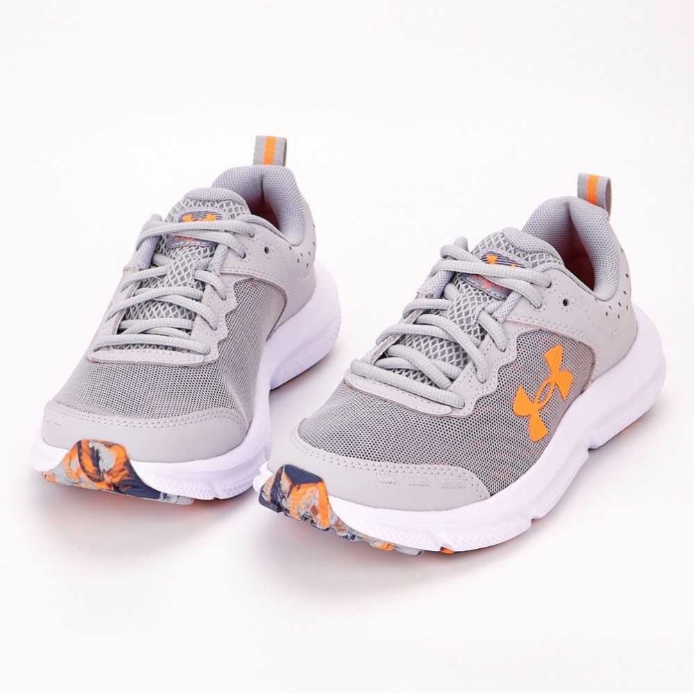 Back to School NEW (7) Under Armour Sneakers Grey Orange UA BGS Assert 10
